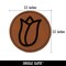 Flower Bud Outline Round Iron-On Engraved Faux Leather Patch Applique - 2.5"